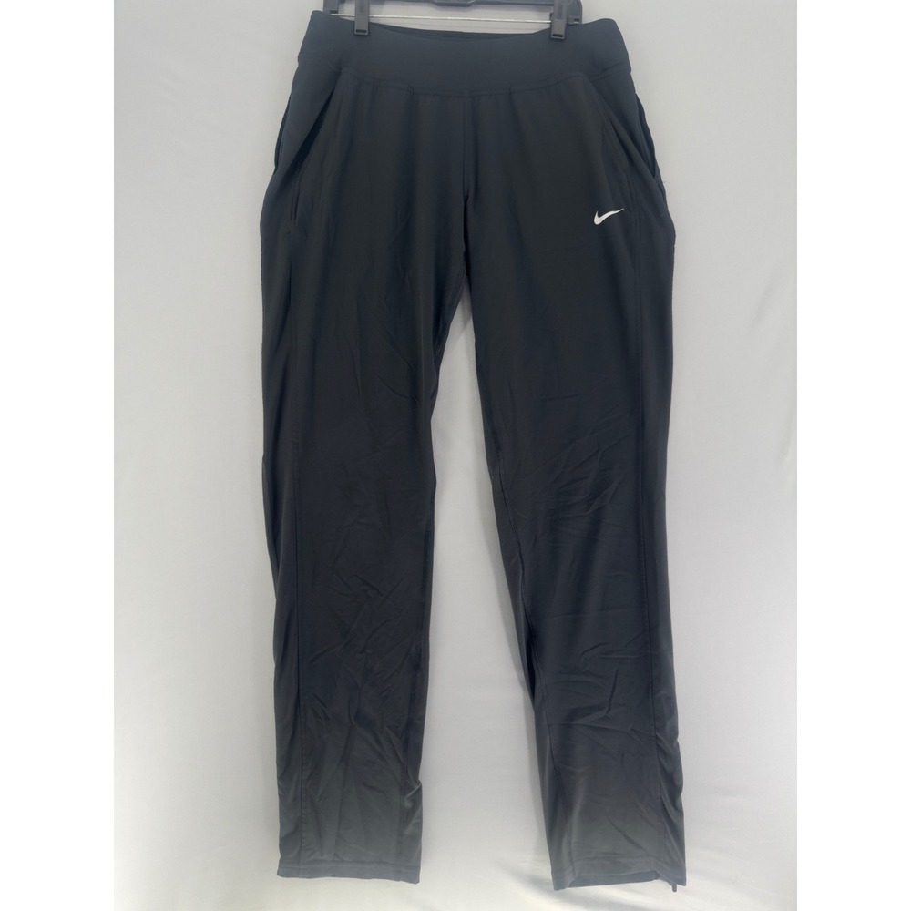 Nike Dri-FIT Women Black Track Pants Ankle Zip Athletic Trousers Size L Long